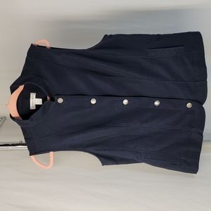Christopher & Banks Navy Ribbed Button Front Vest, women's large